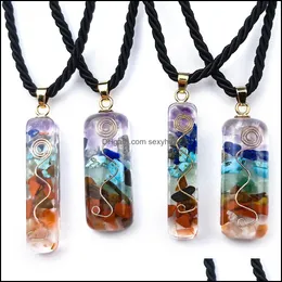 & Pendants Jewelry Reiki Healing Colorf Chips Stone Seven Chakra Orgone Energy Pendant Necklaces Pendum Amet Orgonite Crystal Necklace Drop
