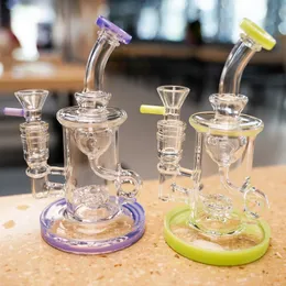 7 Inch Glass Bongs Heady Hookahs Showerhead Perc 18mm Female Joint Water Pipe Ricycler Oil Dab Rigs Bent Neck Klein Torus With Bowl