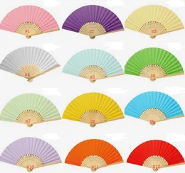 Wedding Paper Fan,Bride Hand Fan with Bamboo Ribs,Craft Fan Wedding Bridal Shower Favor Party Gift 15 Color