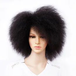 Syntetiska peruker Big Afro Wig For Women African Dark Brown Black Red Color Yaki Straight Short Cosplay Hair