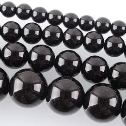 WOJIAER 6-14mm Black Quartz Stone Beads for Jewelry Making Diy Needlework Spacer Round Natural Lots Bulk DBY910