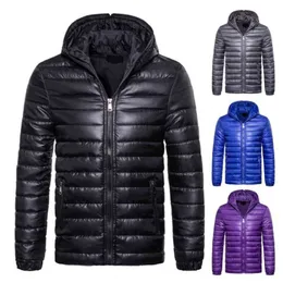 Men Down Coat Stylish Nosić Odporność z kapturem Mężczyźni Kurtka Zip Up Winter Jacket G1115