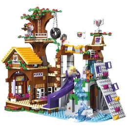 872 Pieces Adventure Camp Tree House Emma Mia Byggnadsblock Figur Friendship Educational Bricks Toy For Girl Barn X0503