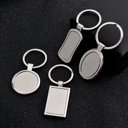 Rostfritt stål Metall Blank Keychain Fashion Geometry SHAPE Pendant KeyRing Holder för Män Bil Nyckel Kedjor KImter-A142Z