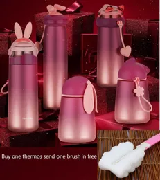 300-400ml Stainless Steel Termos Mug Rabbit Cartoon Portable Thermoscup Gift Thermos Bottle Insulated Cup Women Vacuum Flasks 210615