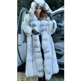 Women's Faux Fur Coat, Winter Fashion Warm X-Long Plus Size Coats, Solid  Hooded Loose Open Stitch Clothing