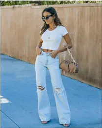 Jeans matchande skor mode sommar urban fritid rakt rör slitage hål dragkedjor mellan midja tunna smala kvinnors tvättning Demin kläder kläder kläder
