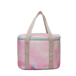 Small Size Handle Leopard Picnic Tote Bag Blanks Rainbow Tie Dye Cooler Bags Insulated Food Carriers Different Colors DOM1061855