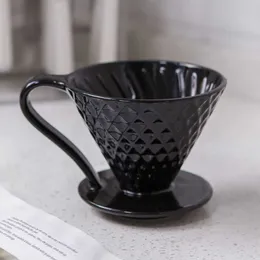 Ceramic Coffee Filters Drip Filter Cup Diamond shape Permanent Pour Over Maker with Separate Stand 210607