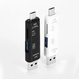 5 1 hafıza kartı okuyucu adaptörü USB 2.0 tipi C / USB / Mikro USB SD TF Bellek Kartı Okuyucu OTG Adaptörü