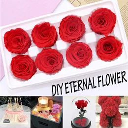 8 pcs multicolor rosas eternas em 4-5cm Natural Preservado Flores Imortal Rose Dia das Mães Decoração de Casamento Decoração 210624