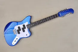 Mavi Vücut 12 Dizeleri Elektro Gitar Gülağacı Klavye, Beyaz Pickguard, Chrome Donanım, Özelleştirilebilir.