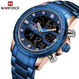 Naviforce Mens Klockor Top Luxury Fashion Sport Quartz Armbandsur Vattentät Rostfria Män Klock Led Clock Relogio Masculino 210517