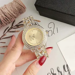 Brand Watches Women Lady Girl Diamond Crystal Big Letters Style Metal Steel Band Quartz Wrist Watch M138307B