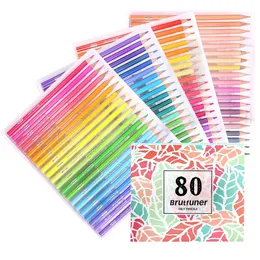 Brutfuner 80 Colors Oil Color Pencil Set Bright Colors for Drawing Sketching Shading Colouring Adults Books School Student Art Supplies