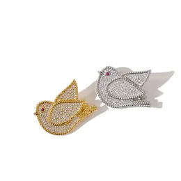2021Exquisite Fashion Simple Peace Dove Pigeon Cardigan Clover Pins Brosch V Stil för Womengirls Alla hjärtans dag Engagemang Smycken Gift (med låda)