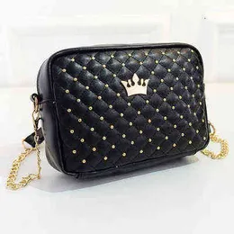 HBP Non Bag All Star Women's Korean Version Crown Rivet Small Square Casual mångsidig enkel axel Messenger S