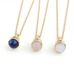 Bell Wisiorek Rose Pink Quartz Biały Kryształ Lapis Lazuli Kamień Naturalny Naszyjnik Łańcuch Dla Kobiet Dziewczyna Biżuteria