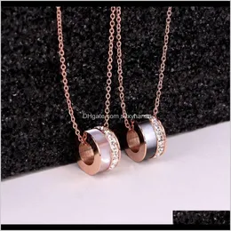 Anhänger Halsketten Schmuck Drop Lieferung 2021 Anhänger X7-401 Japanische eingekreiste schwarze und weiße Muschel Quadrat Diamant Roségold Halskette Super