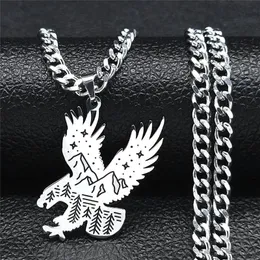 Pendant Necklaces Stainless Steel Eagle Women/Men Silver Color Landscape Holiday Necklace Jewelry Acero Inoxidable N734S01