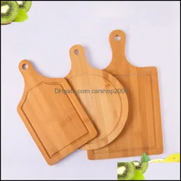 Chop Blocks Knives Aessories Kitchen, Dining Bar & Garden Wholesale Mtifunction Kitchen Cutting Board Large Food Plate 3 Size Bamboo Home Ba