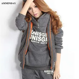 Kadın Kıyafetler 3 Parça Set Hoodies Yelek Pantolon Artı Boyutu Sonbahar Kış Iki Parçalı Set Conjunto Feminino Roupas Giyim Eşofman 210928