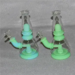 Glow in dark Hookahs Silicone Bongs Removable Water Pipes Smoking Dab Rigs Bong With Glass Bowl Quartz Banger