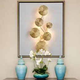 Duvar lambaları Bakır parlaklık altın lotus yaprak lambası vintage retro başucu oturma odası sanat dekor ev aydınlatma aplikleri dekorasyon duvar