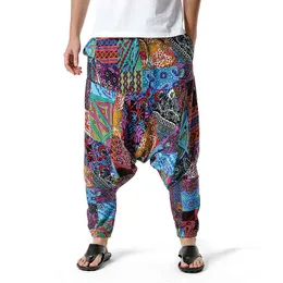 Afrika Patchwork Mens Byxor Bomull Utskrift Casual Byxor Män Andas Streetwear Oversize Baggy Male Harem Pants 210524