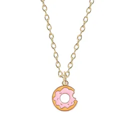 Pendant Necklaces Fresh And Simple Ladies Necklace Cute Donut Alloy Metal Chain Collar Fashion Jewelry Children Birthday Gift 2021