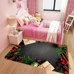 Teppiche Weicher Flanell Cartoon 3D-gedruckter Teppich Kinderspielbereich Teppich Frohe Weihnachten Geschenk für Kinder Schlafzimmer Spiel Home Bodenmatte