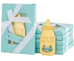 Nappflasköppnare Baby Shower Creative Favor för gästbröllopsfavoriter Giveaways Presenter Festdekorationer Tillbehör Guld Färg