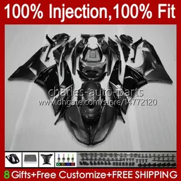 Injektionskropp för Kawasaki Ninja ZX 6R 600c6 R 636 600 CC ZX6R 13 14 15 16 17 18 12NO.65 ZX-636 ZX-6R ZX600 ZX636 2013 2014 2015 2016 2017 2018 OEM Fairing Kit Grå Svart lager