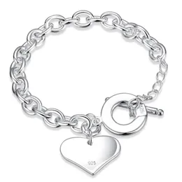 Charm Bransoletki Hight Quality Silver-Color Bangles Heart Love Tag Bransoletka Biżuteria dla kobiet Prezent To-Clasps