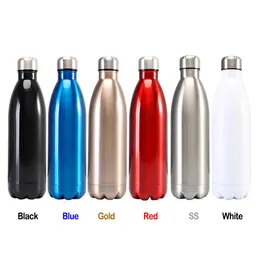 Dubbelväggig vakuumisolerad flaska 500ml Vattenflaskor Cup Cola form Svart / Blå / Vit / Röd / SS / Guld Travel Protabel Sport Thermose Bottels