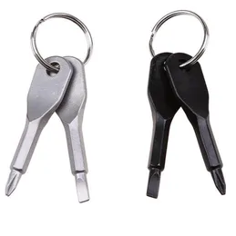Wkrętaki Brelok Kieszonkowy Plenerowy 2 Kolory Mini śrubokręt Zestaw Key Pierścionek z szczelinowymi Phillips Hand Key Wisiorki osobowości