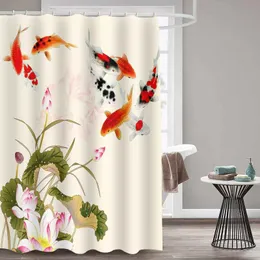 Tende da doccia MTMETY Ocean Jellyfish Curtain Poliestere Impermeabile Bagno Schermi da bagno Koi in stile cinese Rideau De Douche