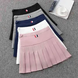 BONJEAN Damen Faltenrock Mini Hohe Taille Schlank Winter Za TB Röcke Frauen Weiblich Falda 210408