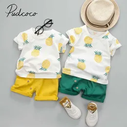 2019ベビーサマー衣類幼児幼児幼児の男の子パイナップル半袖T-shirパンツ衣装キッズ服x0719