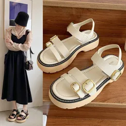 Öğrenci Boş Zaman Daireleri Sandalet Kadınlar Yaz 2021 Stil Retro Kalın Yumuşak Çözük Platform Roman Plaj Ayakkabıları Flip Flops Sandalias