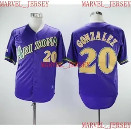 Män kvinnor ungdomar Luis Gonzalez basebolltröjor syade anpassa alla namnnummer Jersey XS-5XL