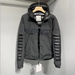 Män Hooded Down Jacket Varm Double Zipper Outwear Winter Höst Broder Broderi Parkas storlek S-2XL