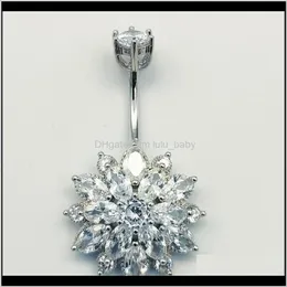 Bellknapp ringer Body Drop Delivery 2021 925 Sterling Sier Sunflower Belly Ring Fashion Navel Piercing Jewelry for Women 8ABKL