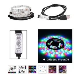 USB 조명 미니 LED 스트립 3 버튼 24 DC5V 2835SMD 빛 데스크탑 장식 TV 배경 조명