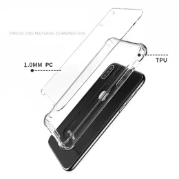 Rensa Hybrid Hard PC 1.0mm akrylfodral för iPhonefall 13 12 Soft ram stötfångare stötskyddad täckning Samsung transparent