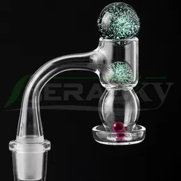 Beracky Full Weld Bubble Barrel Terp Slurper Rökkvarts Banger Med 22mm/14mm Glas Dichro Marble Pearls Rubinpärlor För Dab Riggar Vattenrör Bongs