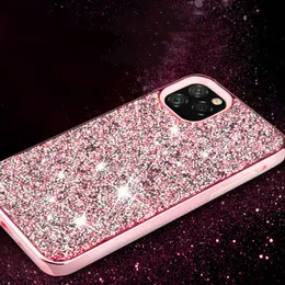 Bling Glitter Phone Case dla iPhone 13 Pro Max I 12 11 XS XSMAX XR 8 7Plus Projektant mody Plating Rhinestone Diamond Women Soft Silikon Sexy Girly Back Cover