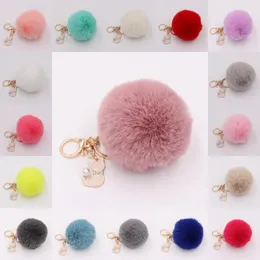 Faux Fur Pompom Balls Key Rings for Girls Women soft and plush Fluffy Pompoms Keychains Fashion Bag Jewelry Cute Accessories