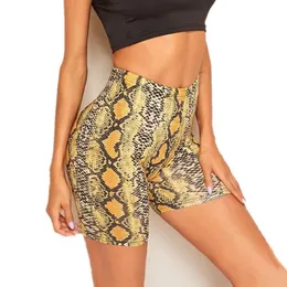 Women's Shorts Women Sports High Waist Push Up Snakeskin Printed Trousers For Gym Workout Fitness Short Femme Casual Bike