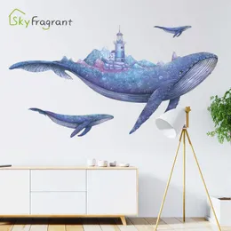 Kreatywny Naklejka Fantasy Whale Stikers Kids Ation Home Samoprzylepne łóżko Salon Wall Decor